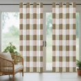 thumbnail image 3 of Outdoor Curtains for Patio Waterproof, Brown Plaid Windproof Pravicy Outside Porch Blackout Curtain, Spring Summer Farmhouse Buffalo Checkered Sun Blocking Grommets Curtains for Cabana Gazebo 54"x84", 3 of 9