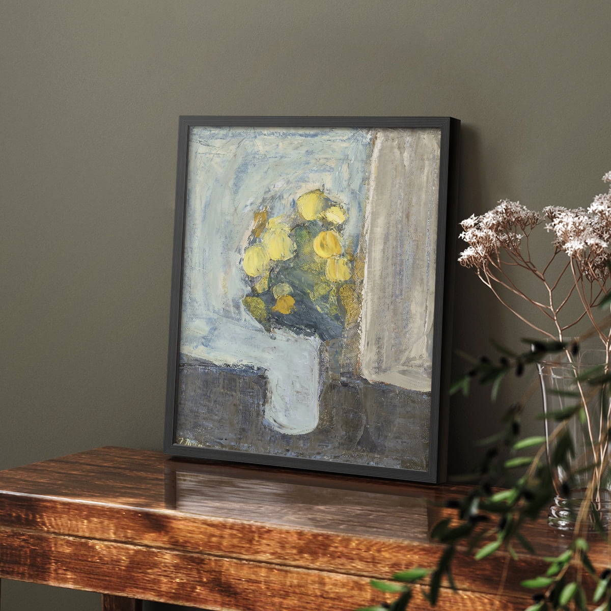 Vintage Floral Print CCXLIII - 14in. x 11in. Vintage Framed Print in Black Wood Frame