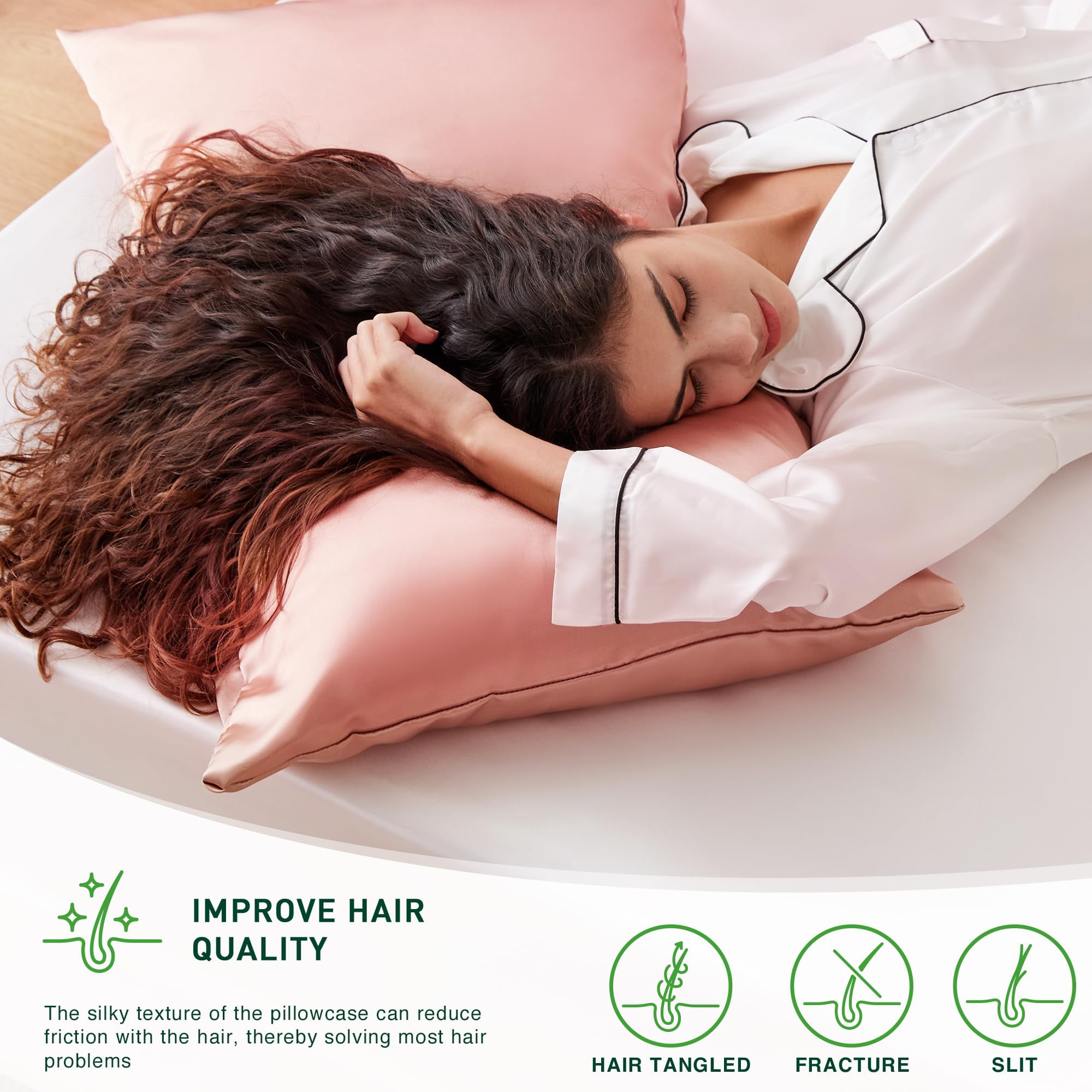 LOUDKS Satin Pillowcase Set of 2 Queen Size 20x30, Cooling Pillow Covers for Hair and Skin, Silky Smooth with Envelope Closure, Similar to Silk, White