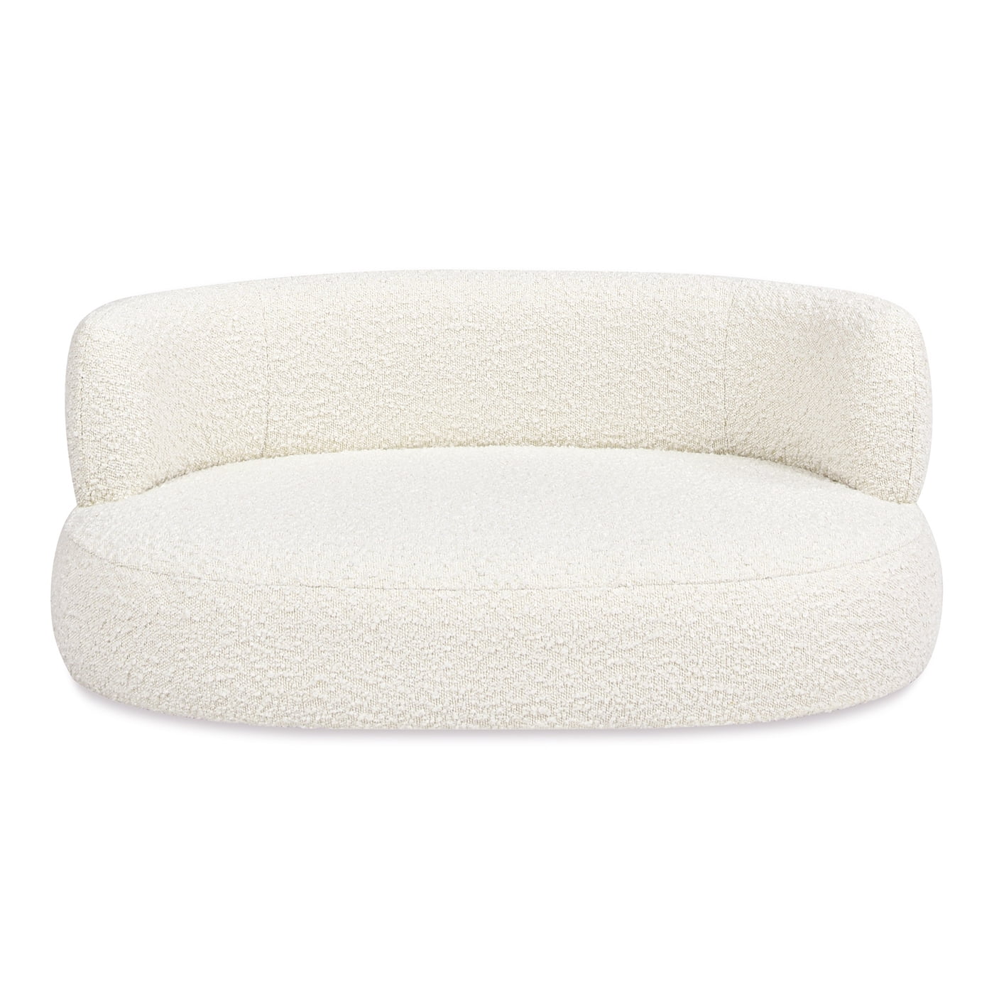 36" Curved Dog Sofa Bed, Medium, Ivory White Boucle