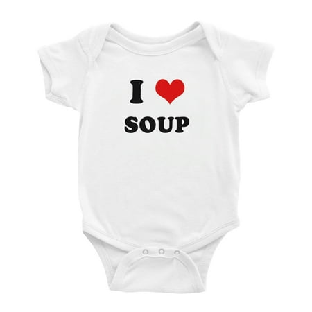 

I Heart Soup Love Food Funny Cute Baby Bodysuit Romper (White 6-12 Months)
