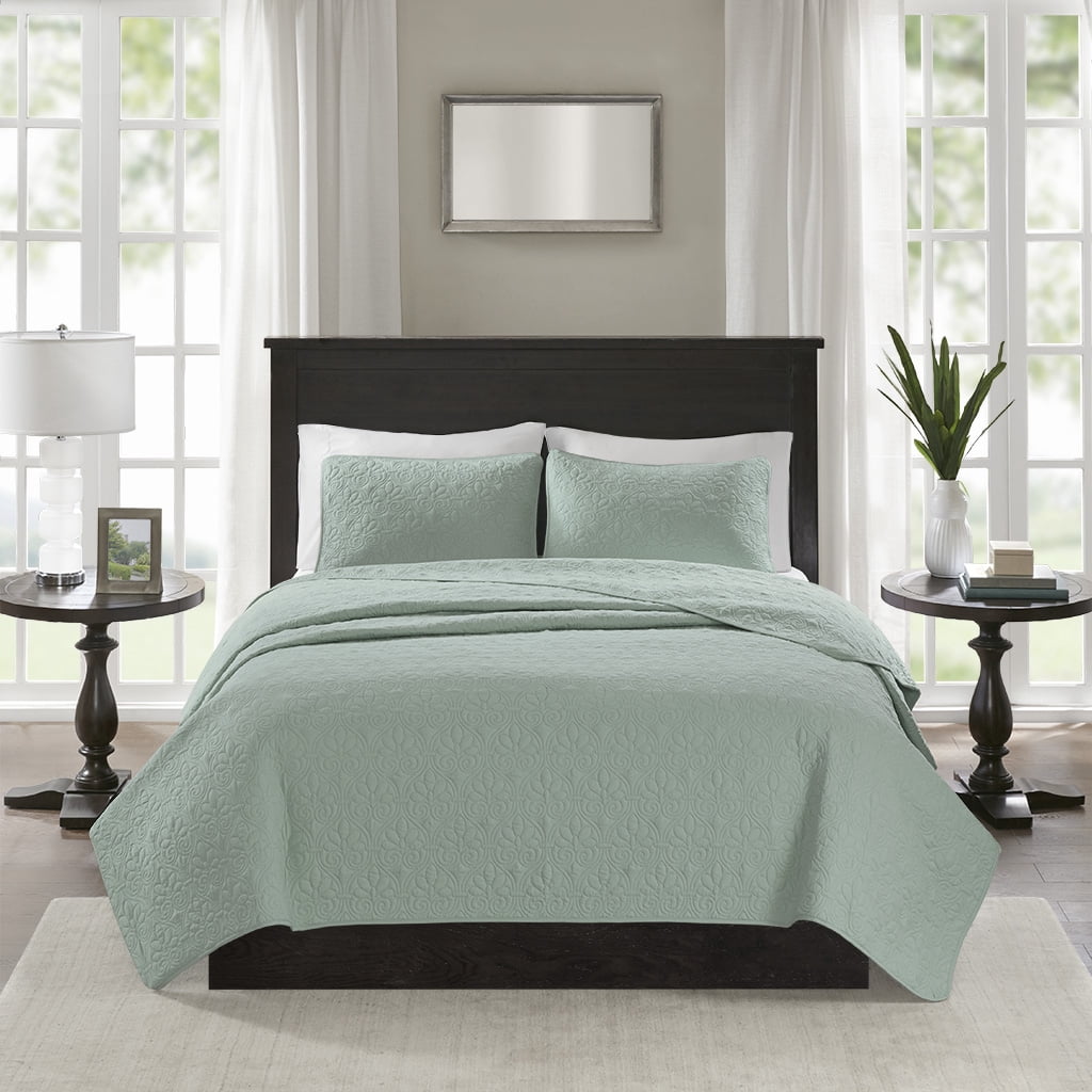 Madison Park King/Cal King Quebec 3-Piece Reversible Quilt Set, Seafoam