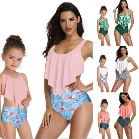 Family Matching Womens Mom Kids Girls Bikini Bathing Suit Swimwear