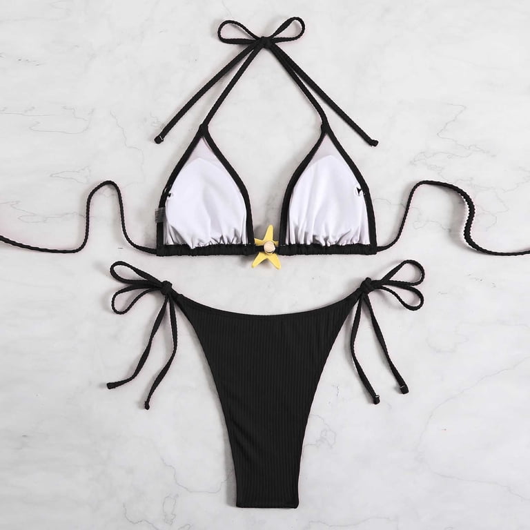 BL Women's Micro Triangle String Thong Bikini Set  2-Piece, Multi-Color,  One Size  Made In USA