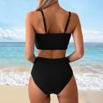 thumbnail image 5 of COMVALUE Womens Bikini Set High Waisted Swimwear Tie Knot High Rise Two Piece Swimsuits Bathing Suits (Black, M), 5 of 9