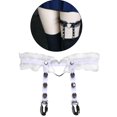 thumbnail image 4 of Anillos de pierna Punk Macarena Disfraces de Cosplay Liguero de cuero con remaches Blanco, 4 of 8