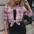 thumbnail image 4 of Dweltoz Women's Plaid Flannel Shirt Soft Long Sleeve Lightweight Casual Button Down Jacket with Pockets 2026 Fall Fashion Blouses,Pink S, 4 of 5