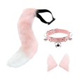 thumbnail image 3 of Conjunto de orejas y cola falsas para disfraz de cosplay, gargantilla de cuello de cuero sintético de felpa para disfrazarse Rosa, 3 of 9
