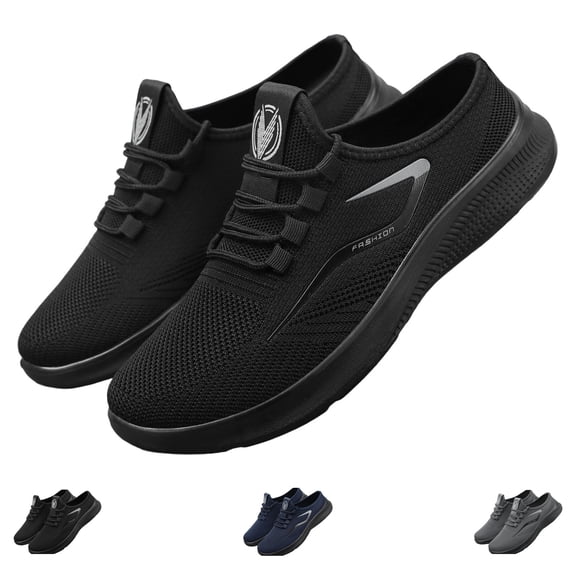 Men's Running Shoes Fashion Sneakers,Fashion Sneakers For Mens Lightweight Breathable Flying Knitting Lace Up Mesh Walking Shoes Workout Casual Sports Shoes Black 39