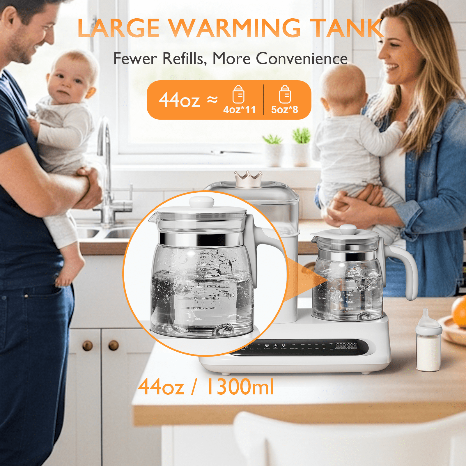 Yunbaby Baby Bottle Warmer & Sterilizer, 44oz Formula Kettle with Drying & Steam, Multi-Function Bottle Warmer for Breastmilk, Food & Baby Essentials