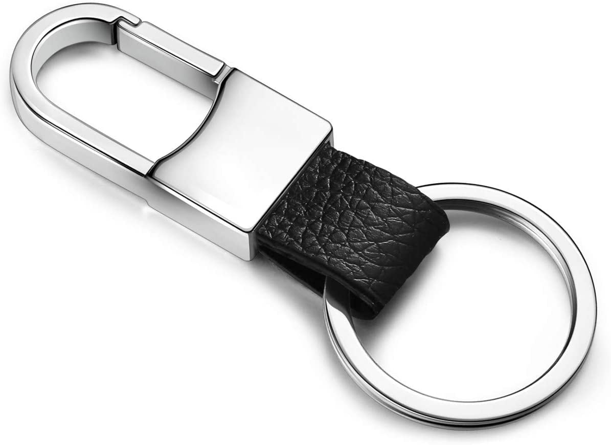 Men Car KeyChain Leather Metal Keyrings Purse Bag Key Chain Ring Straps keyfob