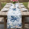 thumbnail image 4 of Blue Octopus Coastal Table Runner 72 Inches, Beach Starfish Nautical Coral Botanical Bed Runner Dresser Scarves Tabletop for Indoor Outdoor Parties/Ceremony/Banquet, 14" x 72", 4 of 9