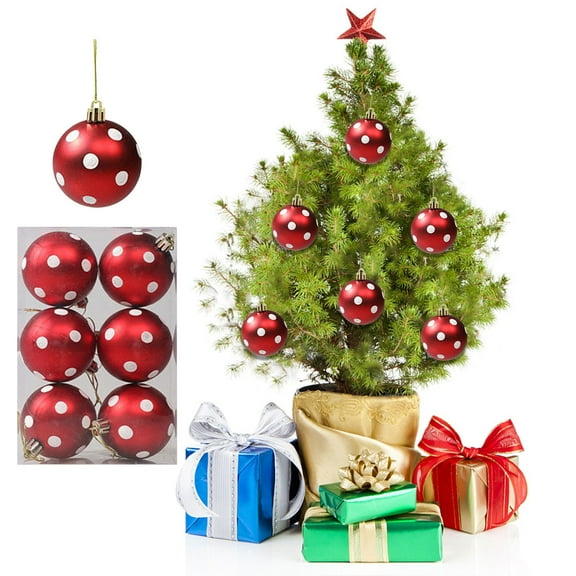 6PCS Christmas Decorations Ornaments Christmas Party Decorations 6PCS Christmas Tree Ball Bauble Hanging Home Party Ornament Decor 6Cm