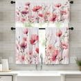 thumbnail image 1 of Watercolor Floral Kitchen Curtains Pink Window Curtains Valance and Tier Set 36 Inch, Spring Flowers Rod Pocket Short Tier Curtain, Modern Ink Artistic Small Cafe Curtains for Kitchen Decor, 1 of 5