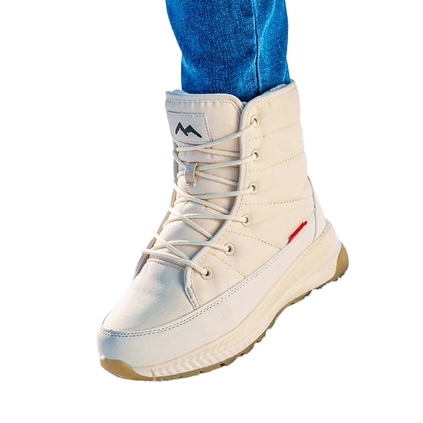 Zapatos Antideslizantes para Exteriores Cómodos Mujer Gruesos Cálidos Impermeables Con Cordones