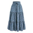 thumbnail image 4 of zaveiop Floral Maxi Skirt for Women Summer Comfy Tiered Elastic High Waisted Skirts Vacation A-Line Flowy Swing Long Skirts (Sky Blue, XL), 4 of 4