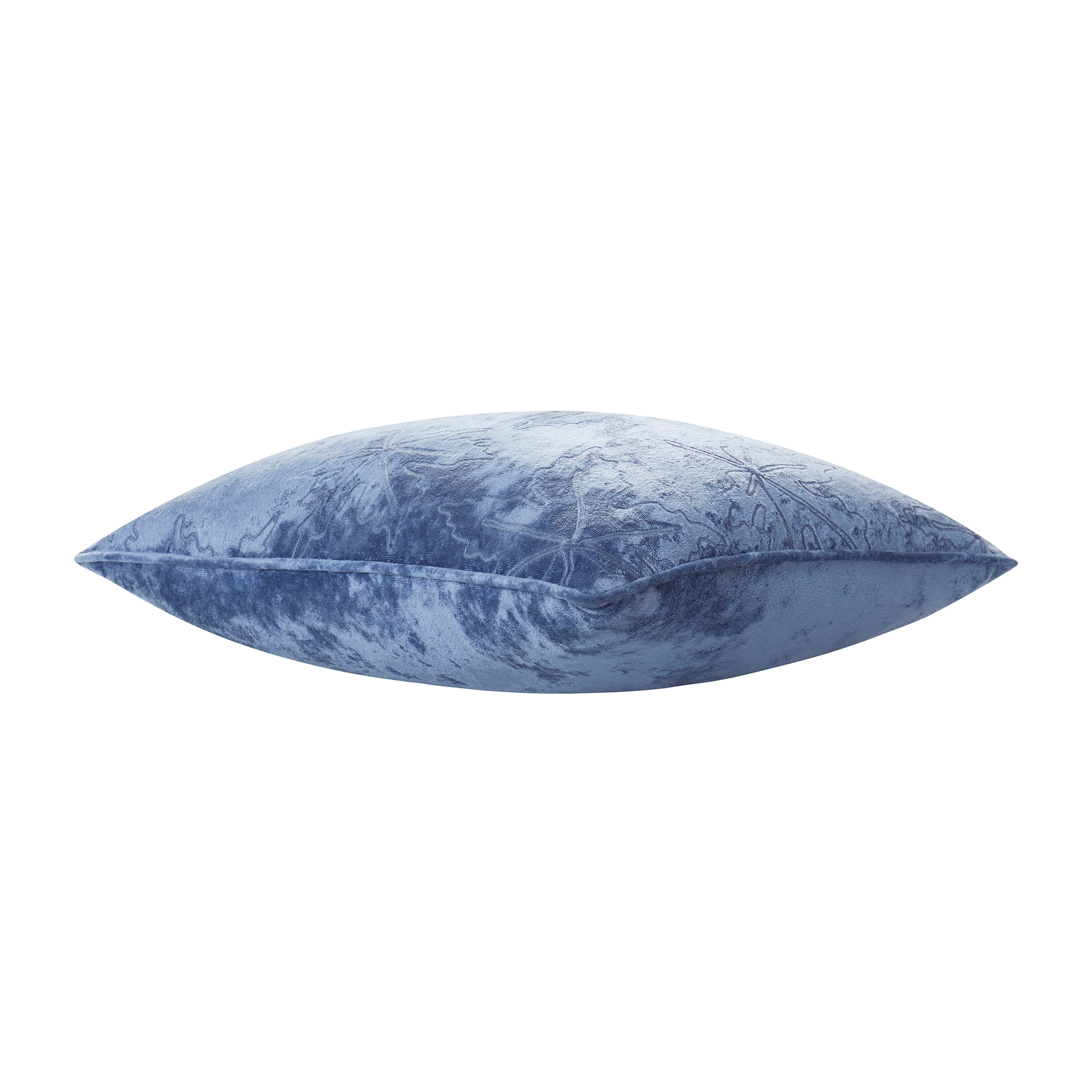 Way to Celebrate 18" x 18" Blue Embroidered Leaves Decorative Pillow