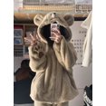 thumbnail image 3 of Conjunto de pijama con capucha y orejas de oso para mujer, ropa de dormir bonita de lana de Coral, ropa de casa cálida Kawaii, conjunto de 2 piezas, Otoño e Invierno, 3 of 4