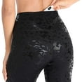 thumbnail image 5 of Women Faux Leather Leggings Leopard Print Liquid Shine Tummy Control Athletic Yoga Pants, 5 of 7