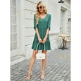 thumbnail image 4 of Fancyglim Women's Dresses Casual V Neck Rolled Long Sleeve Loose Button Tiered Flowy Dress Green XL, 4 of 6