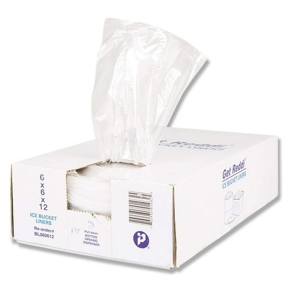 Ice Bucket Liner, 6 x 6 x 12, 3qt, .5mil, Clear, 1000/Carton, Sold as 1 Carton