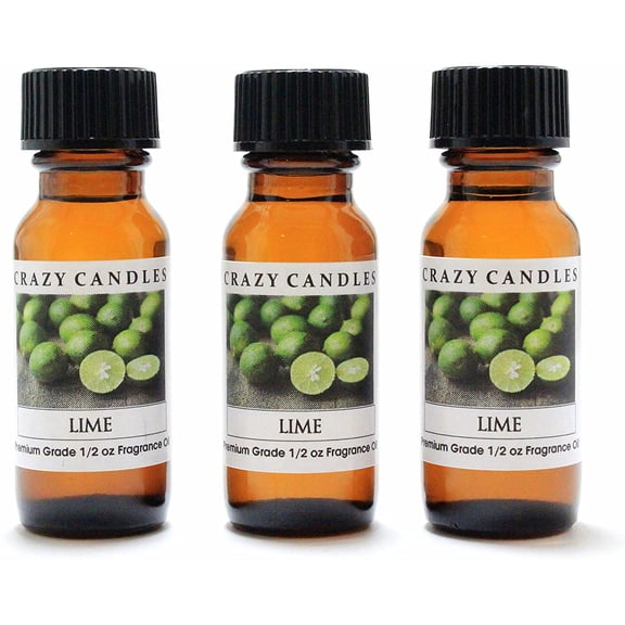 Crazy Candles Lime 3 Bottles 1/2 FL Oz Each (15ml) Premium Grade Scented Fragrance Oil Made in USA