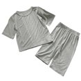 thumbnail image 4 of Kovlvoll Toddler Unisex Boys Girls Summer Pajamas Set Short Sleeve Tops with Wide Leg Pants Loungewear Comfy Outfit, 4 of 4