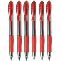 Pilot G2 07 Red Fine Retractable Gel Ink Pen Rollerball 0.7mm Nib Tip 0.39mm Line Width Refillable BL-G2-7 (Pack Of 6)