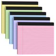 thumbnail image 1 of 5 Pack Wide Legal Pads 11" x 9.5" Landscape Pink Purple Blue Green Yellow College Ruled Note Pad Narrow Ruled 30 Sheets per Notepad Perforated Writing Paper Thick Backboard Horizontal Pads of Paper, 1 of 7