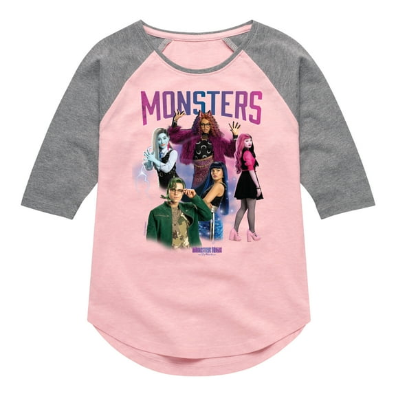 Monster High - Monster Squad - Toddler & Youth Girls Raglan Graphic T-Shirt