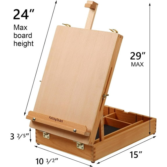 Solid Wood Tabletop Sketchbox Easel - Portable Art Drawing Stand for Beginners & Professionals