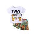 thumbnail image 2 of Infant Toddler Baby Boy Clothes Set 18M 2Y Two Wild Animal Print Short Sleeve T-Shirt Tops Elastic Waist Shorts Outfits, 2 of 10