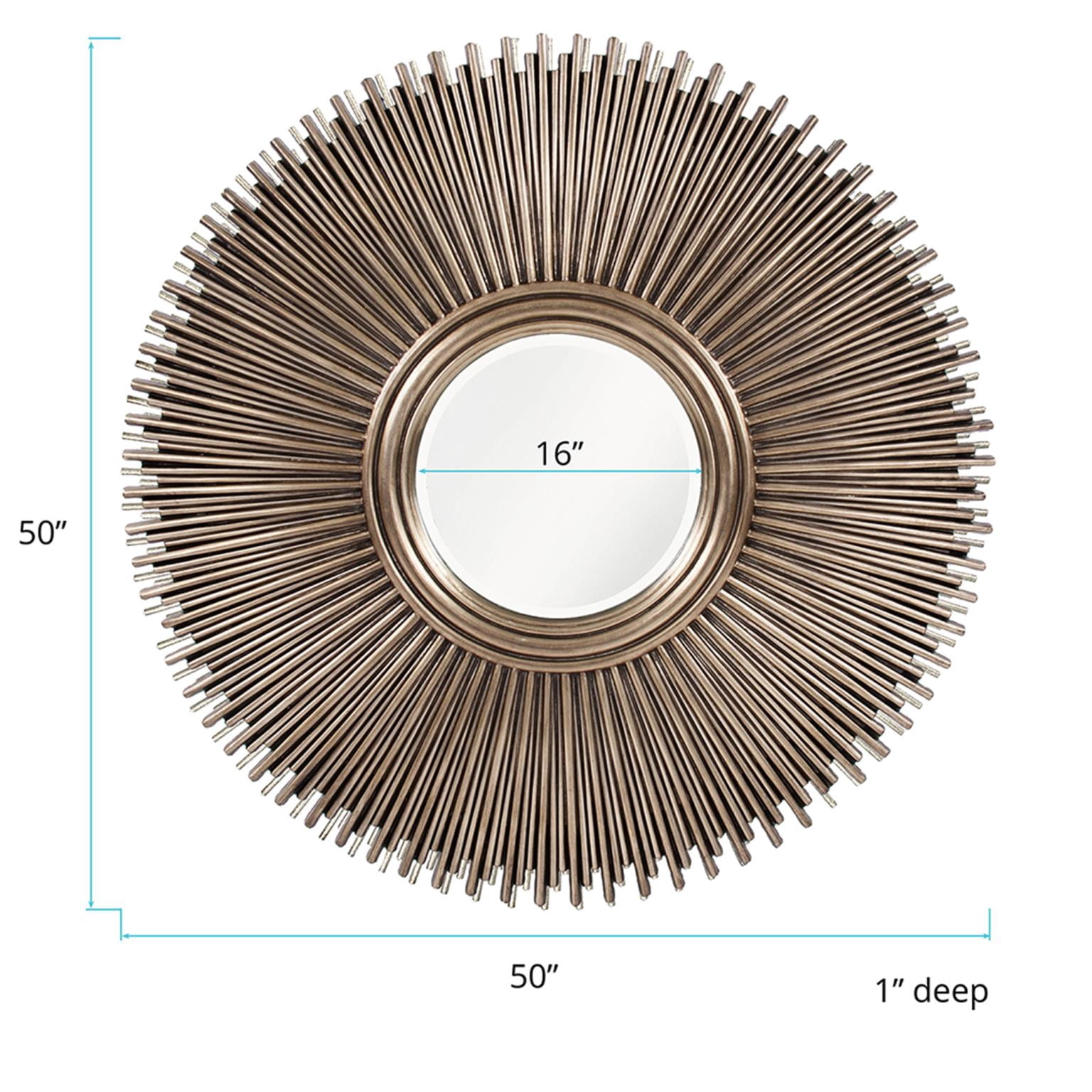 Tyler Dillon Singapore Starburst Round Wall and Accent Mirror - Silver - 50"