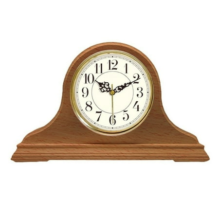 Solid Wood Mantel Clocks,Simplicity Mantel Clock Home Decor,Battery Operated Silent Wooden Table Clock,Silent Shelf Clock for Office Table Living Room