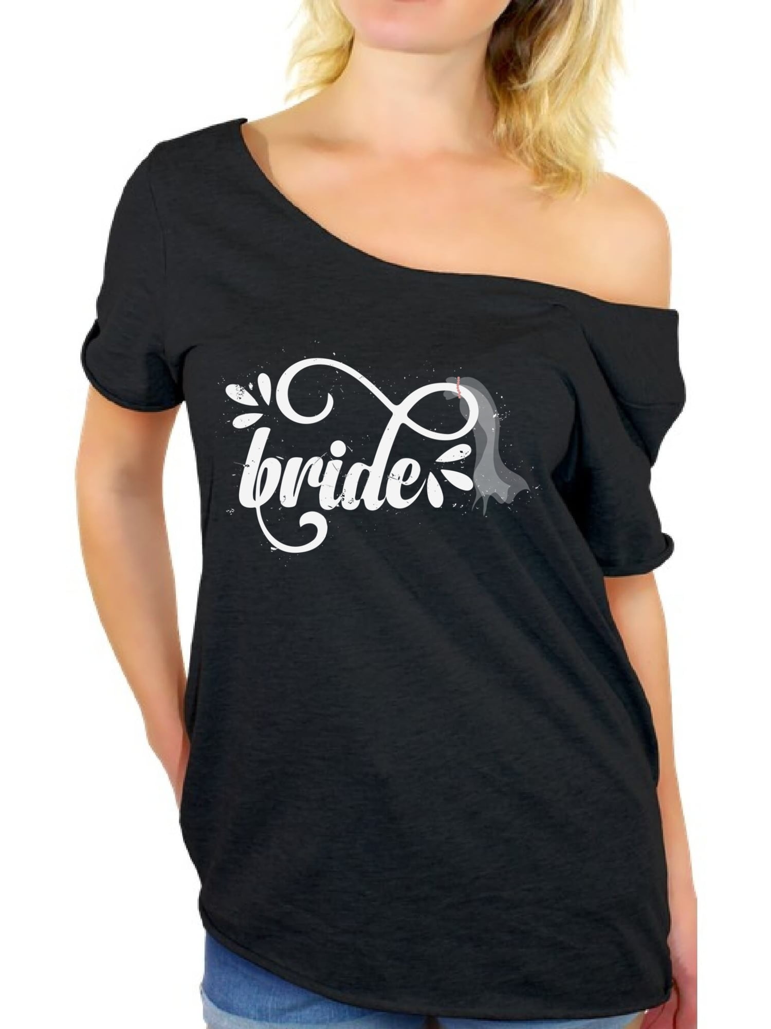 Shoulder Shirt Bride Tshirt Oversized 