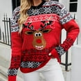 thumbnail image 2 of Arlun Christmas Sweaters for Women Funny Reindeer Pattern Xmas Holiday Casual Crewneck Pullover Sweater Trendy Warm Soft Cozy Long Sleeve Loose Print Work Tops Red XL, 2 of 7