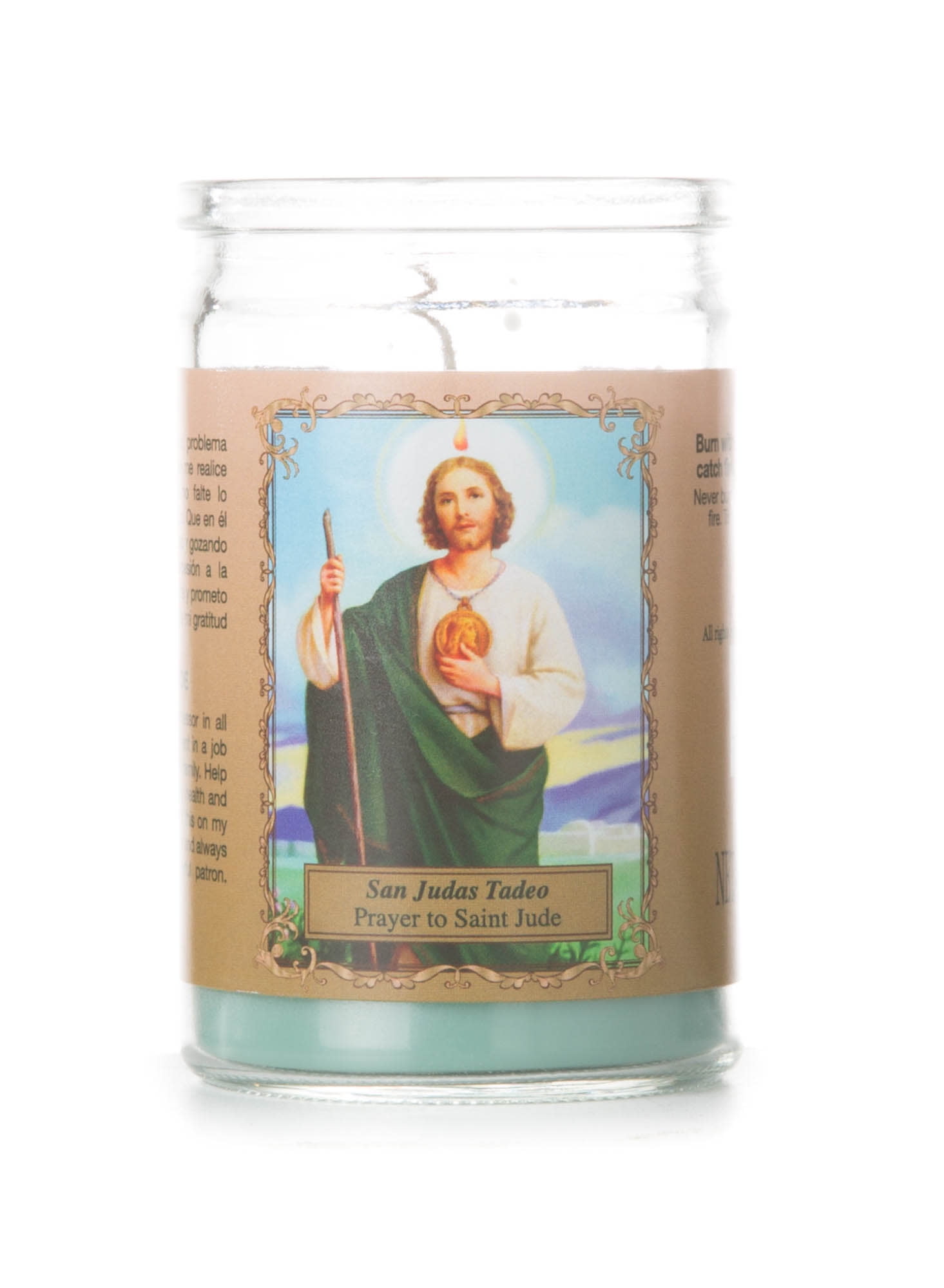 Religious Short Unscented Jar Candle, Prayer to Saint Jude, Single