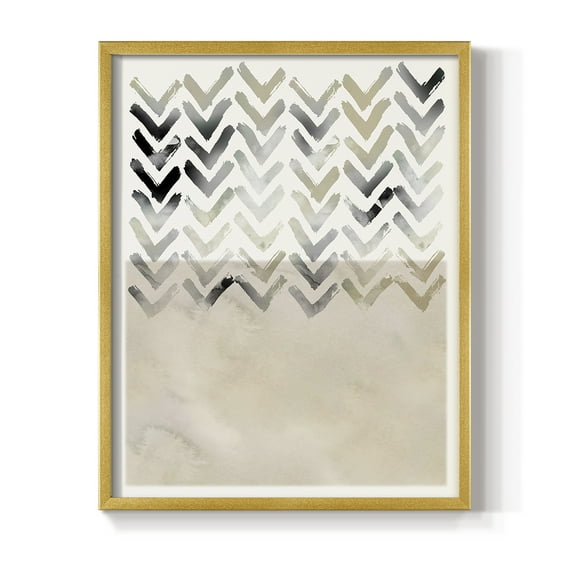 Neutral Chevron in Gold Solid Wood 8 x 10 Framed Print