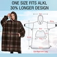 thumbnail image 4 of Oversized Wearable Blanket Hoodie,Brown Beige Checkerboard Checkered Pattern Sherpa Blanket Hoodie with Super Pockets,Super Warm Fuzzy Pullover for Women & Men, 4 of 6