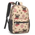 thumbnail image 2 of Pug and Donuts Pink Pattern 17" School Backpacks for Teens,Waterproof Oxford Fabric,S-Shape Padded Straps for School,Travel,Hiking,Camping, 2 of 6