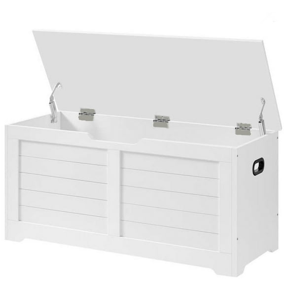 Entryway Storage Chest, Shoe Storage Bench Toy Cabinet Box Organizer with 2 Safety Hinges,White
