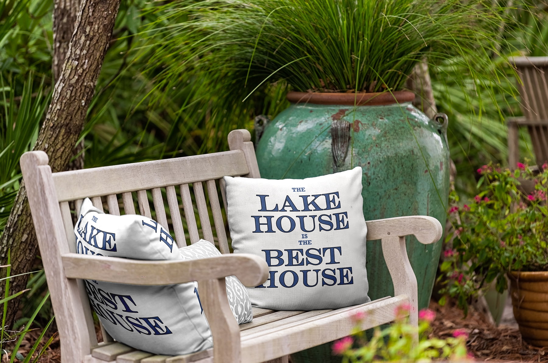 16" x 16" Simply Daisy Lake House Best House Indoor/Outdoor Pillow, Nautical Navy Qty 1