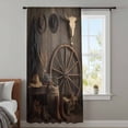 thumbnail image 3 of Western Vintage Sheer Curtains 84 Inches Long, Country Cowboy Boots Cow Skulls Retro Light Filering Curtains, Breathable Simi Curtain Privacy Drapes for Living Room Bedroom Window Treatment, 3 of 9