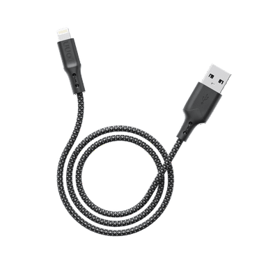 onn 10ft Lightning to USB-A braided charging cable, MFI certified, Black