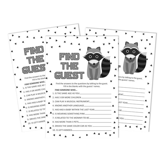Inkdotpot 50 Find The Guest Baby Shower Game Party Supply Jungle Animals Icebreaker Party Game