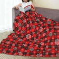 thumbnail image 6 of Salouo Snowflakes On A Buffalo Plaid Print Bed Blankets,Flannel Blanket Comfortable Air Conditioning Blanket Lightweight Blanket for Sofa Bed Travel & Couch -40"x30", 6 of 8