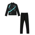 thumbnail image 6 of Aislor Girls Figure Skating Jacket Ice Ballet Dance Long Sleeve Jackets with Leggings for Competition Light Blue 5-6, 6 of 7