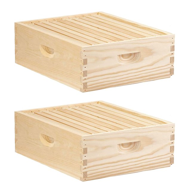 Little Giant 10 Cadre Moyen Miel Super Ruche Couvain Corps Boîte en Bois (Lot de 2)