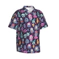 thumbnail image 2 of Daiia Funny colorful skull ghost Hawaiian Shirt for Men Gentle Cotton Regular Short Sleeve Casual-Large, 2 of 9