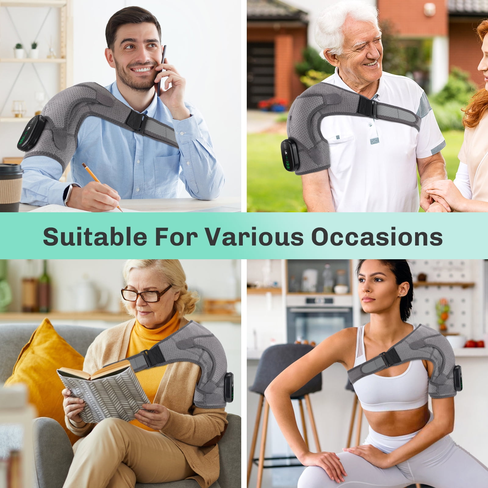 Shoulder Heating Pad Touch Screen Controller Heated Shoulder Wrap, Smart Shoulder Brace Massager for Muscle Fatigue and Pain